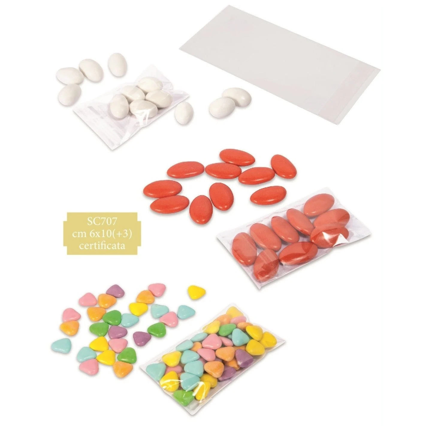 ETM Bustina Alimentare Crystal Trasparente 6 x 10 + 3 Cm Portaconfetto 100 Pz