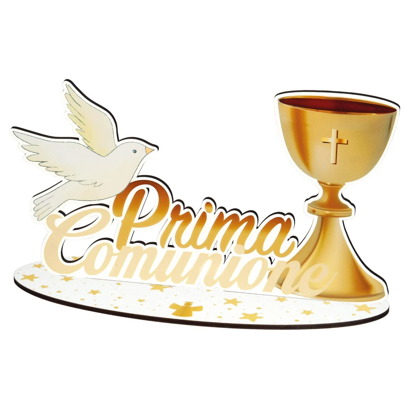 ETM Decorazione da Tavola Party Prima Comunione H 21 Cm 35 x 15 Cm Oro