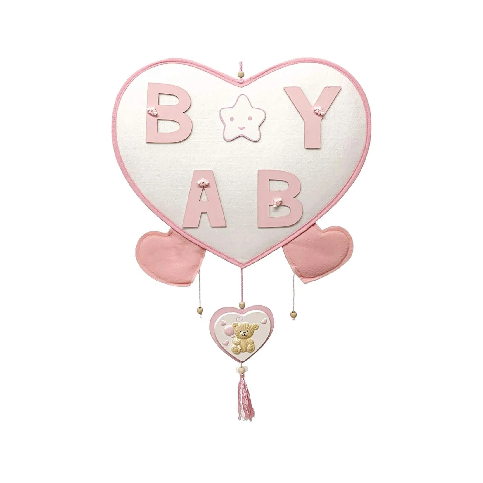 ETM Decorazione Nuvola Baby Rosa 28 x 40 Cm Cuore