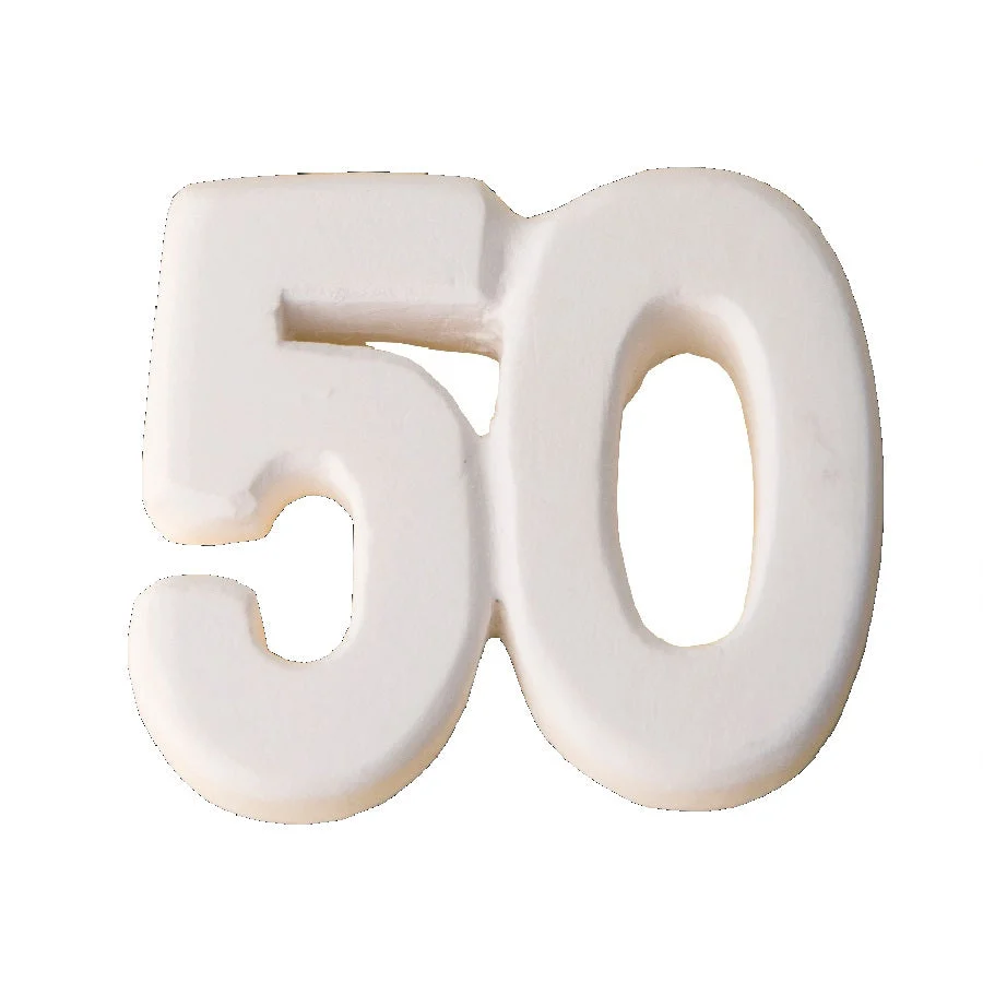 ETM Gesso 50 Anni Bomboniera Applicazione 3,5 Cm Bianco 12 Pz