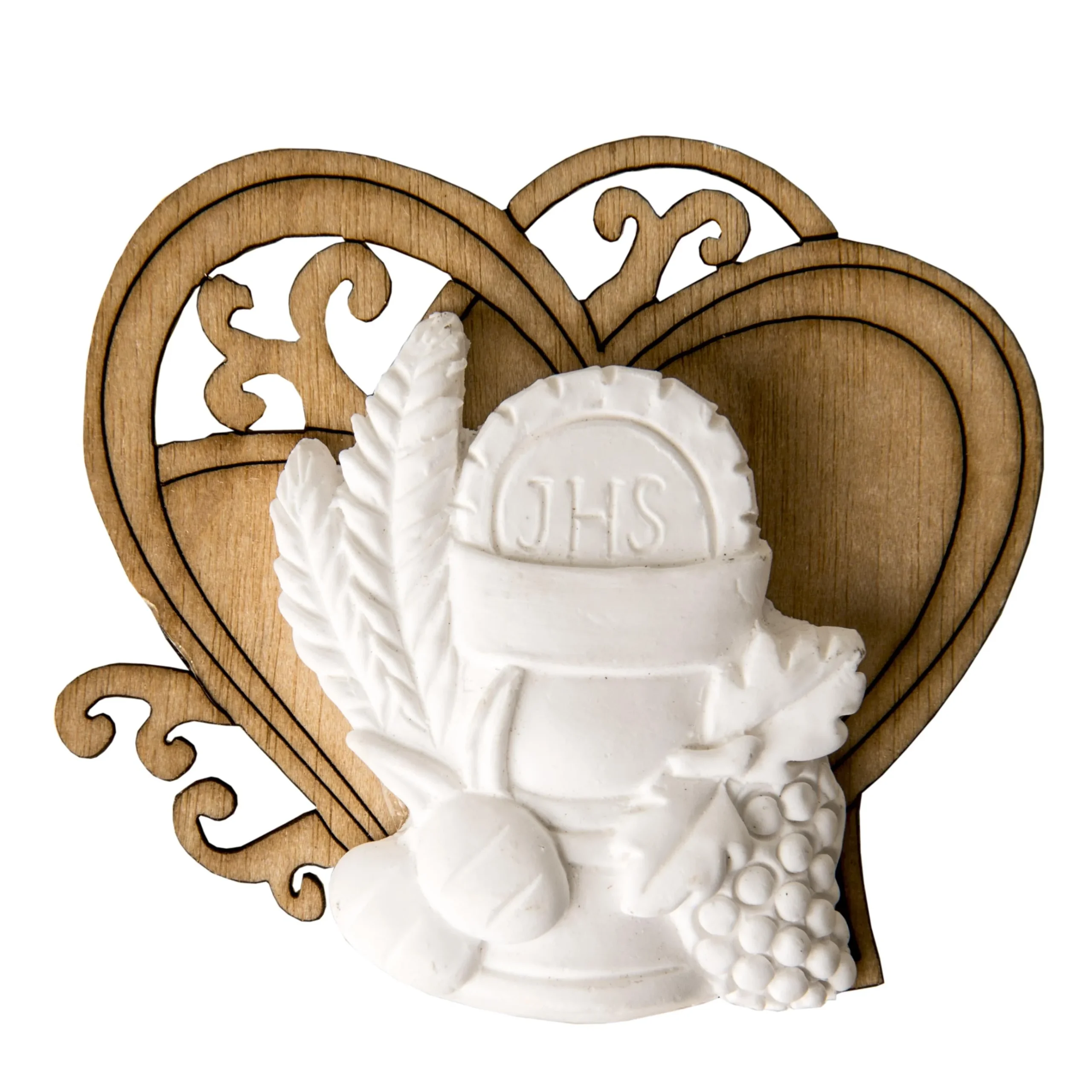 ETM Gesso Comunione Cuore 5,5 Cm Bomboniera 12 Pz