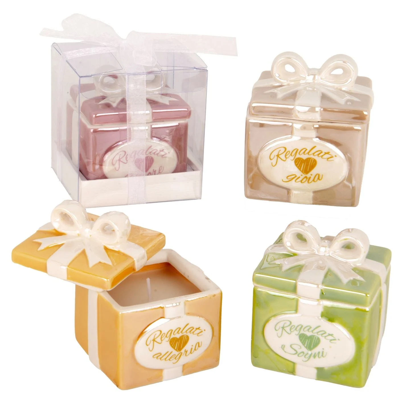 ETM Gift Candela Ass. 7 x 7 Cm H 8 Cm Bomboniera con Box 1 Pz