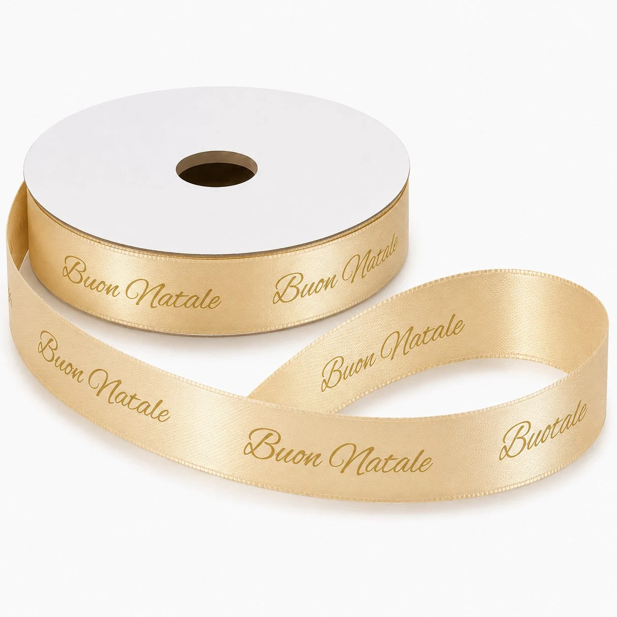 ETM Nastro Nastro Buon Natale Crema 15 mm x 25 mt