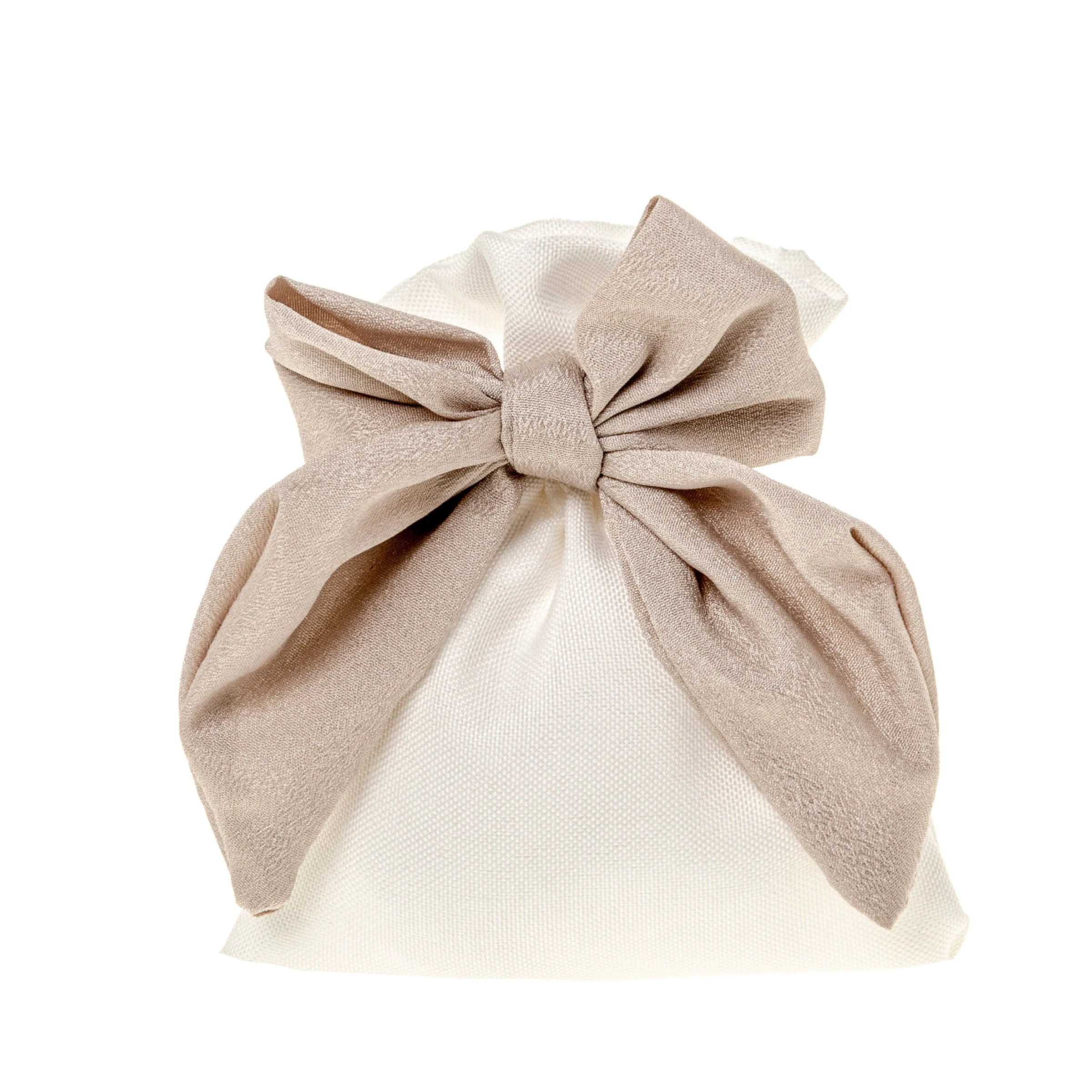 ETM Sacchetto Brillo Fiocco Bag Bomboniera Portaconfetti 10 x 12 Cm Beige 10 Pz