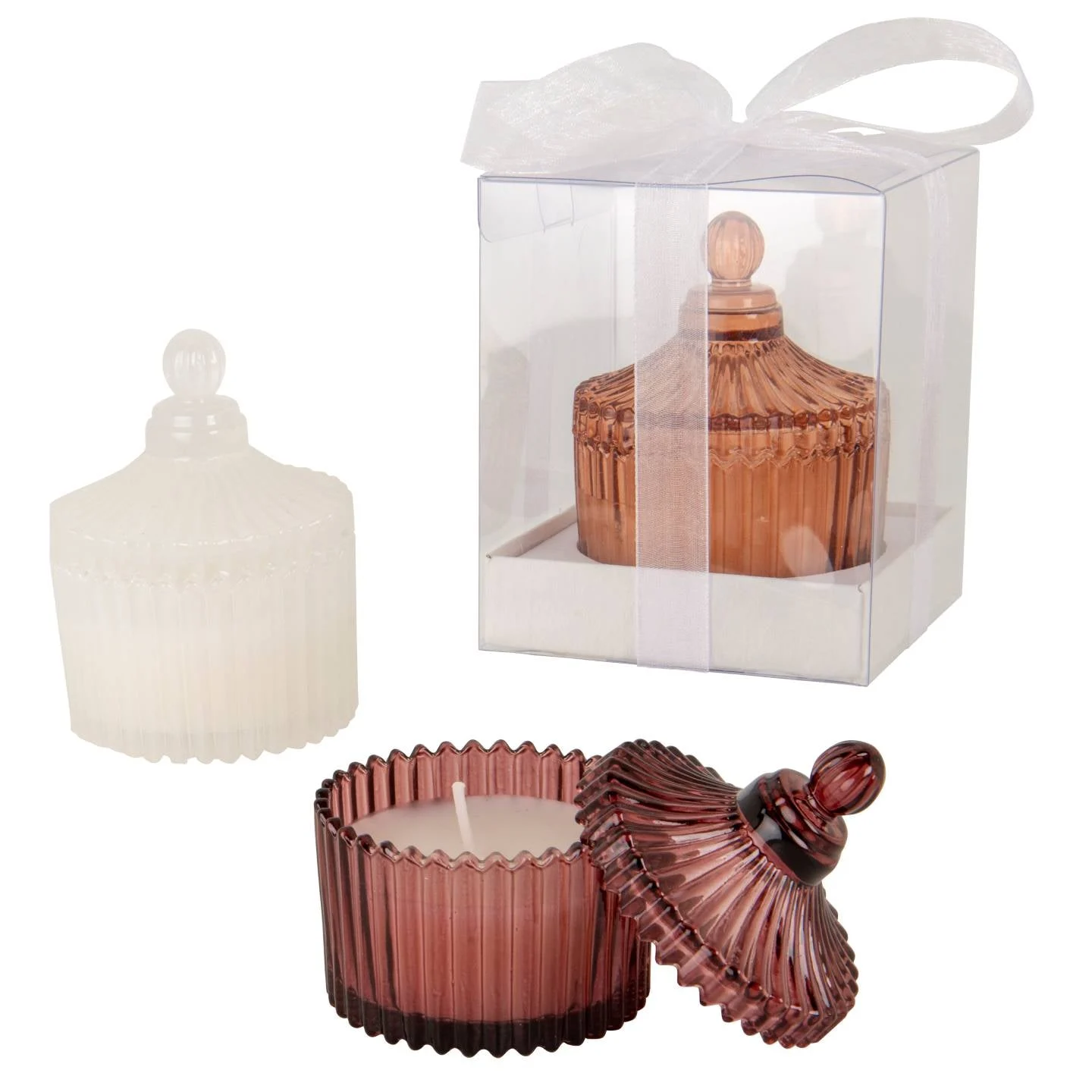 ETM Scatola Box con Candela D 6 Cm H 9 Cm Ass. 1 Pz