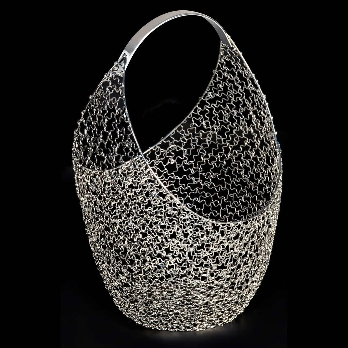 ETM Scintil Cesto con Manico 22 x 23 Cm H 36 Cm Argento