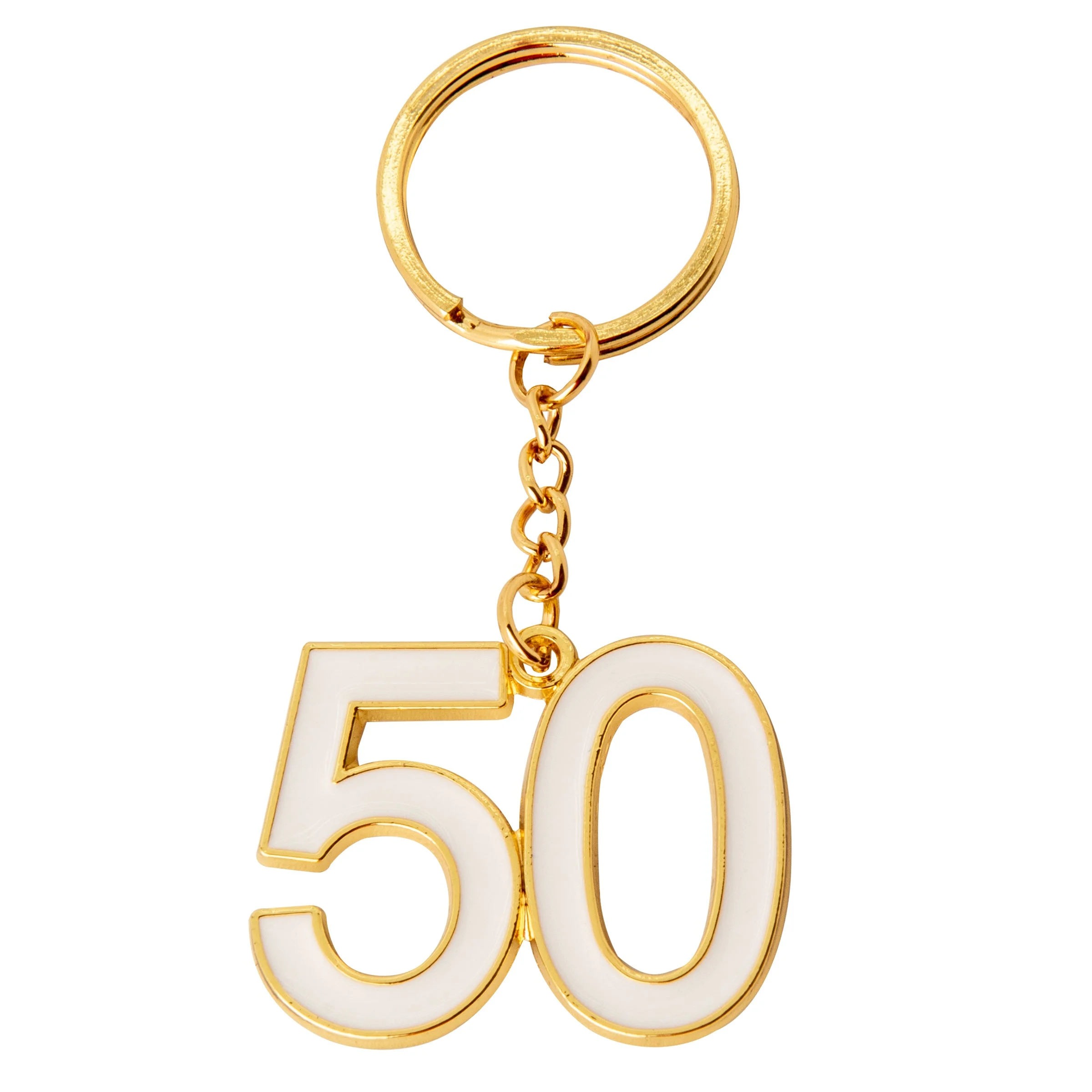 ETM Zama Portachiavi 50 Anni 4 Cm Bianco Gold 12 Pz