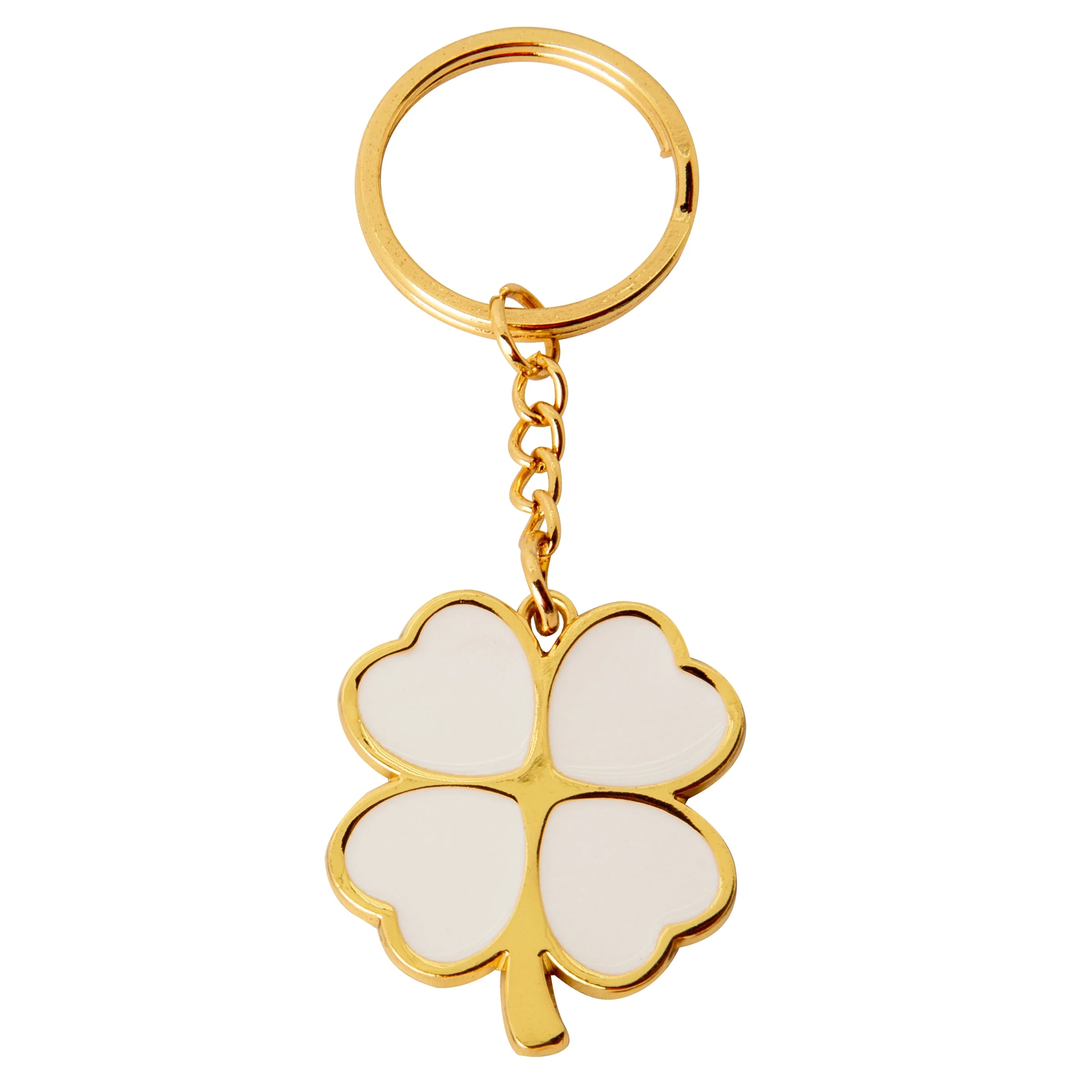 ETM Zama Portachiavi Quadrifoglio 4 Cm Bianco Gold 12 Pz