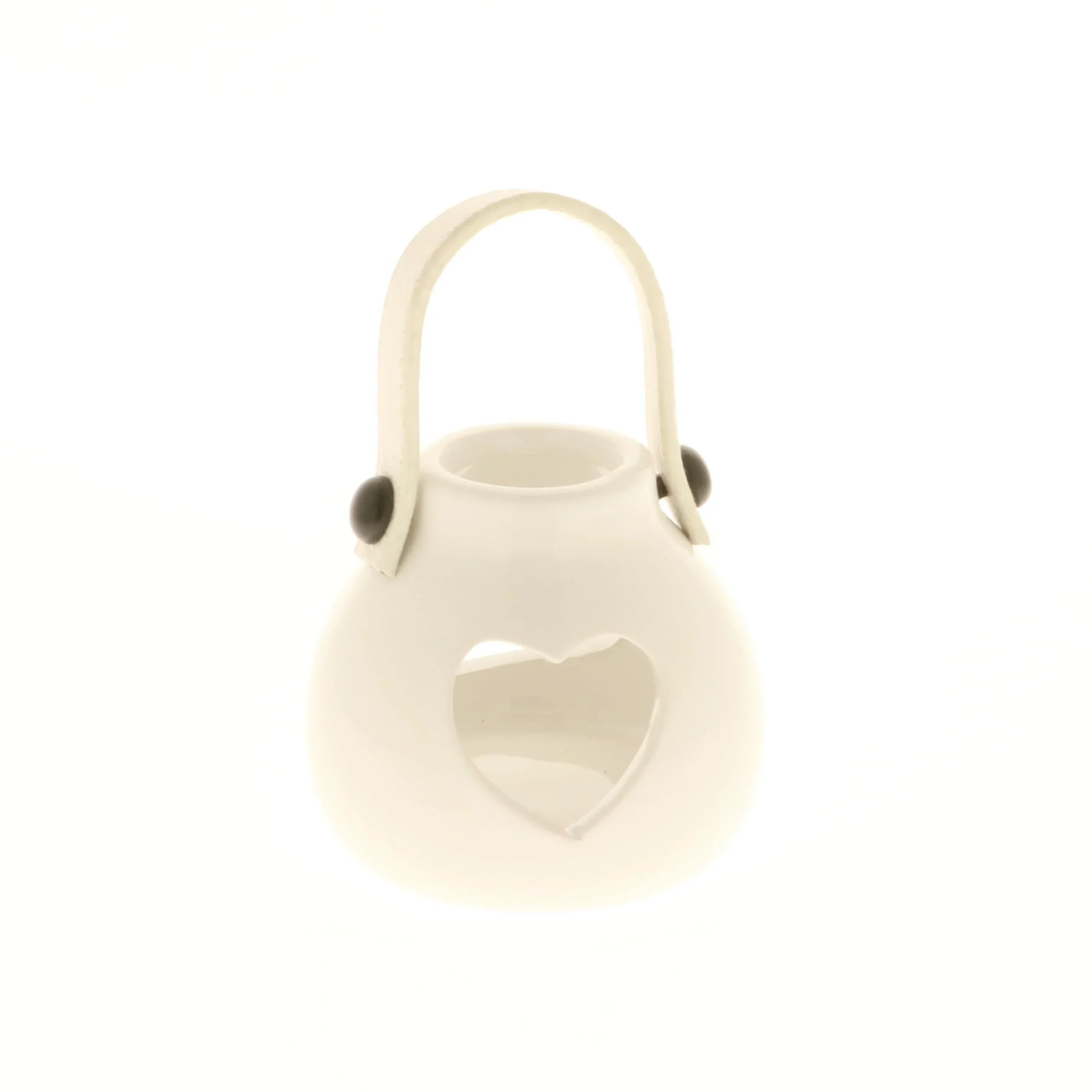 ETM Lanterna Cuore Porcellana H 7 cm Crema