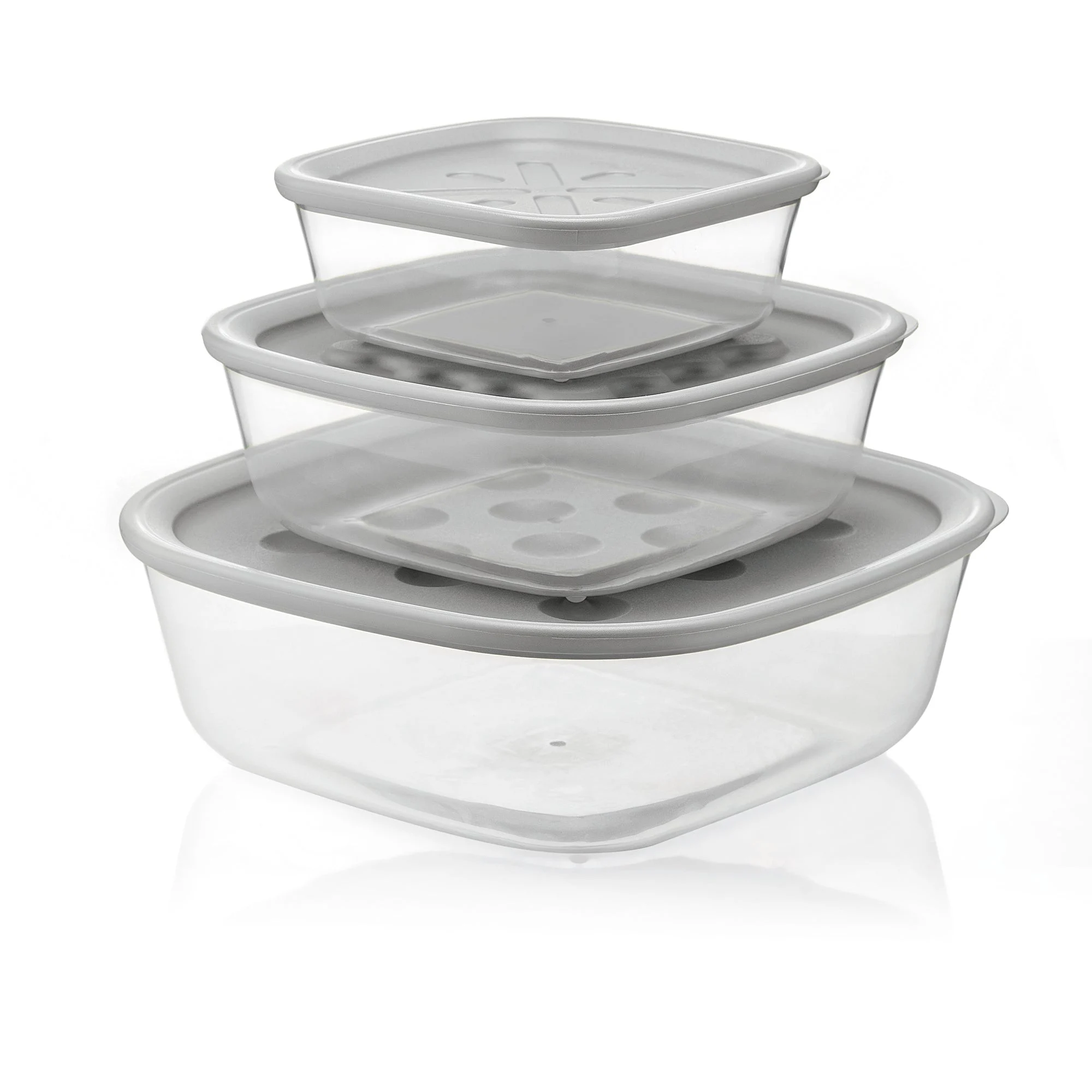 GUZZINI Set 3 Baratoli 570 Cc / 1.400 Cc / 2.950 Cc Coperchio Grigio Opaco