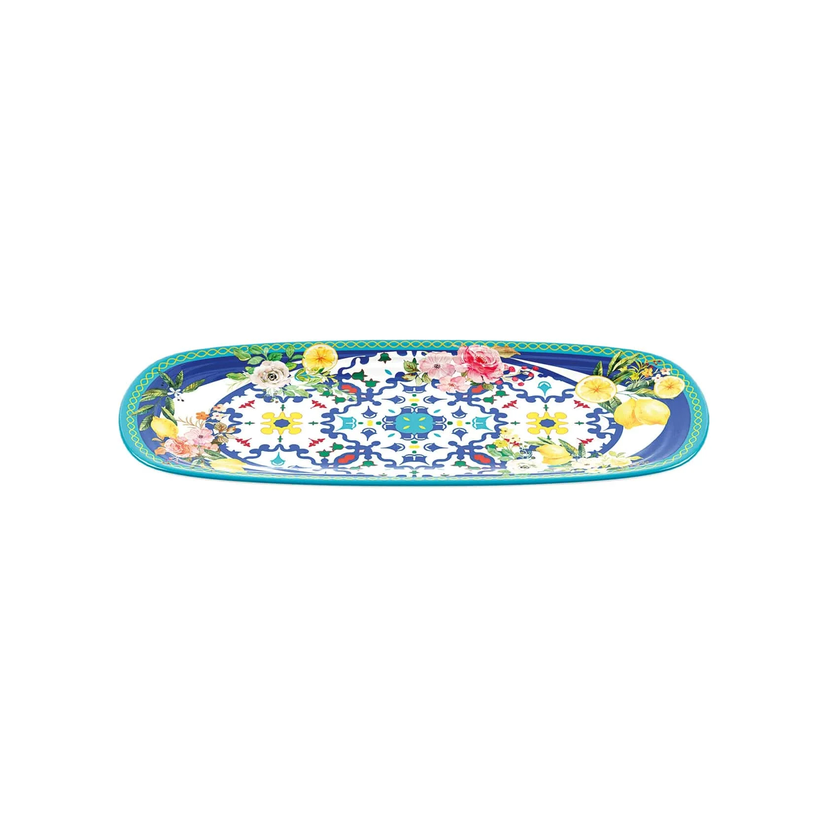 GUZZINI Vassoio Rettangolare Piccolo Flower & Lemon 39,5 x 16,5 x 2,5 Melamina Table Decor