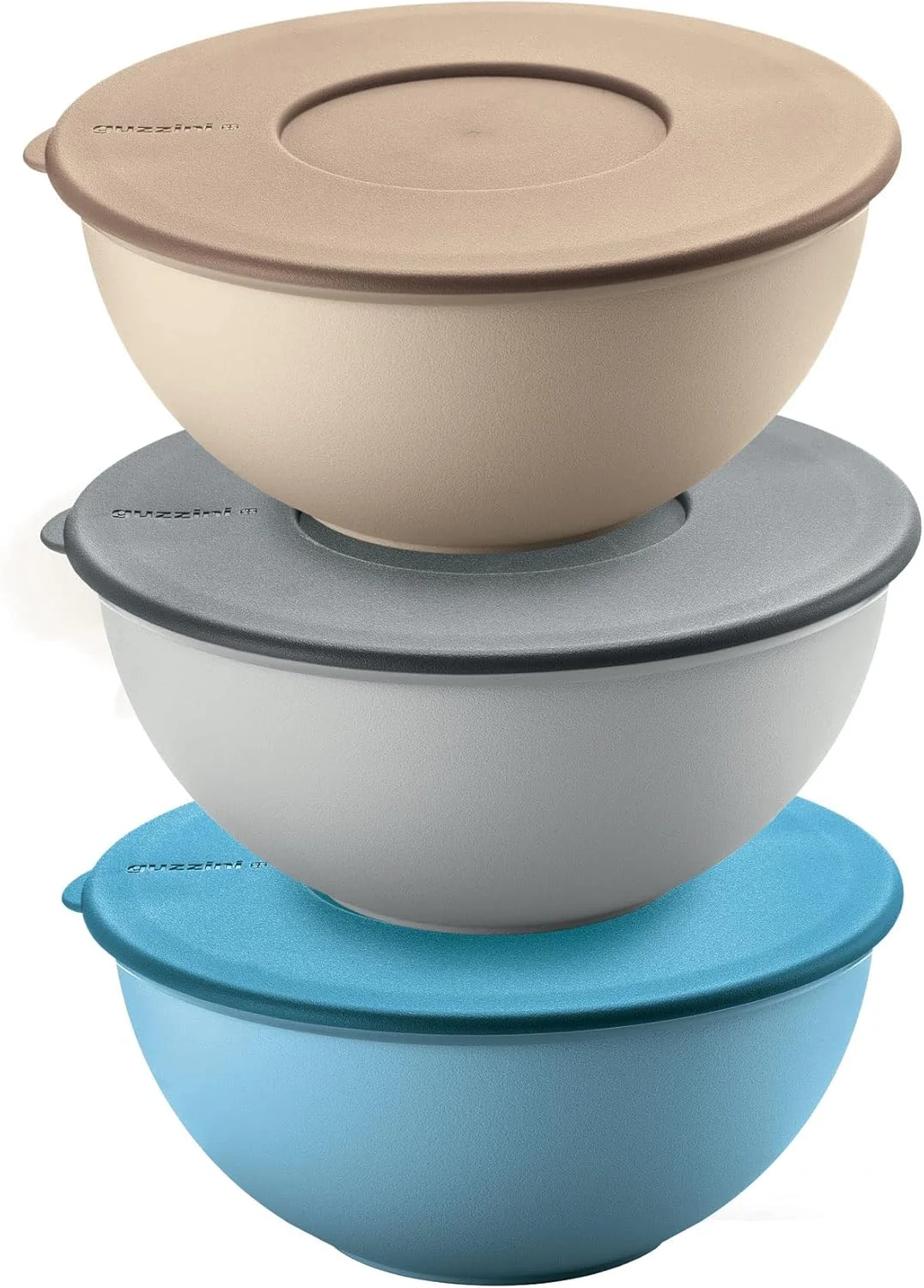 GUZZINI Set  3 Contenitori Ermetici con Coperchio D 16 Cm Celeste, Grigio Beige