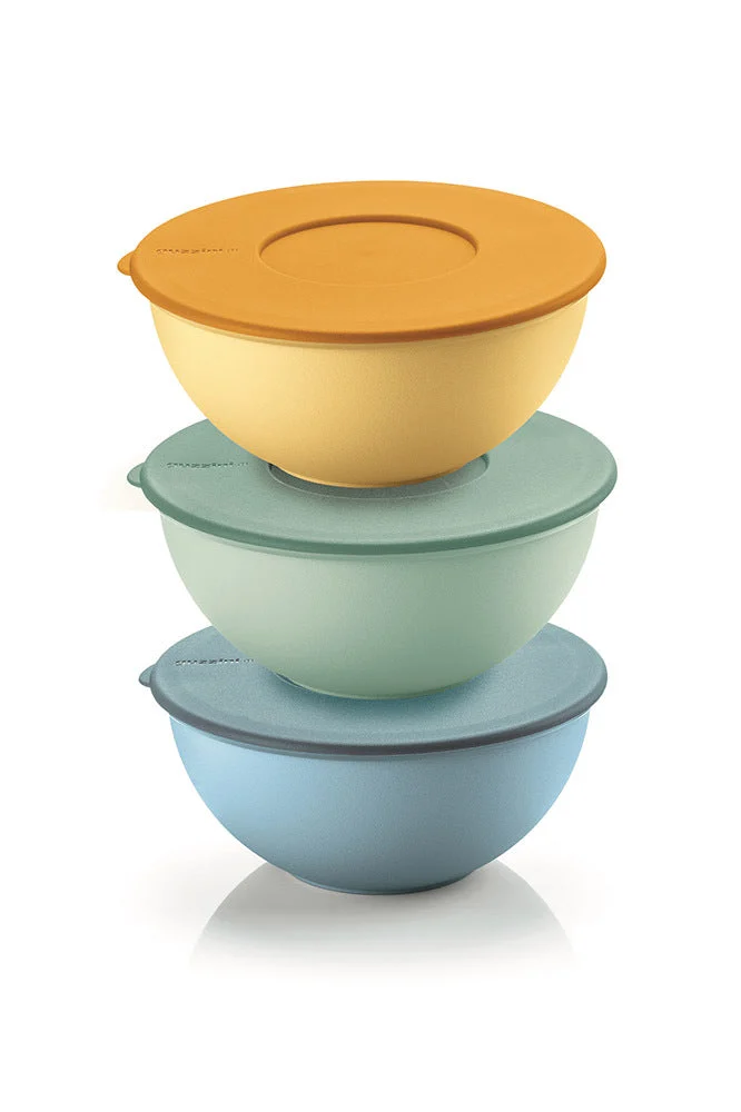 GUZZINI Set  3 Contenitori Ermetici con Coperchio D 16 Cm Verde, Giallo Azzurro