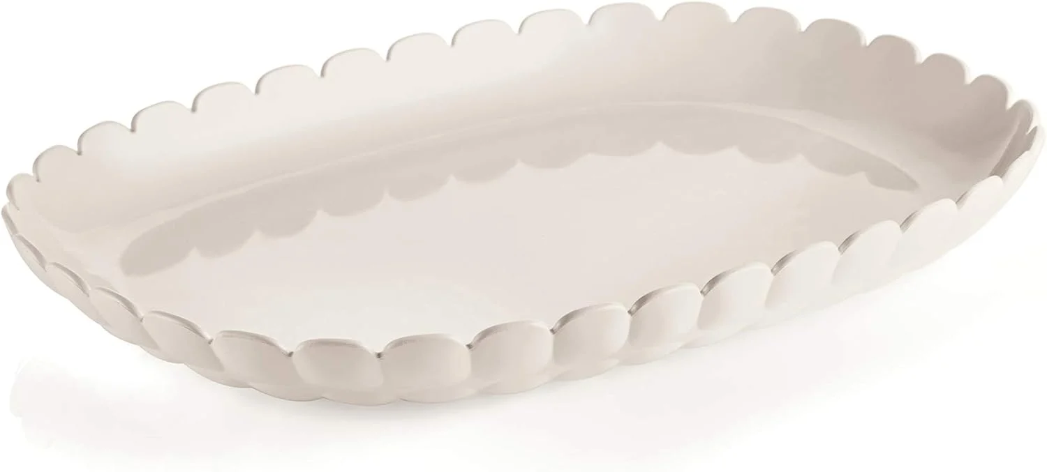 GUZZINI Vassoio a Servire Piccolo Tiffany H 3 Cm 32 x 22,5 Cm Bianco Latte