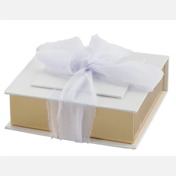 L'Arcolaio Box  Telata Portaconfetti 13 x 13 x 4 Cm Bomboniera Bianco con Chiffon 1 Pz