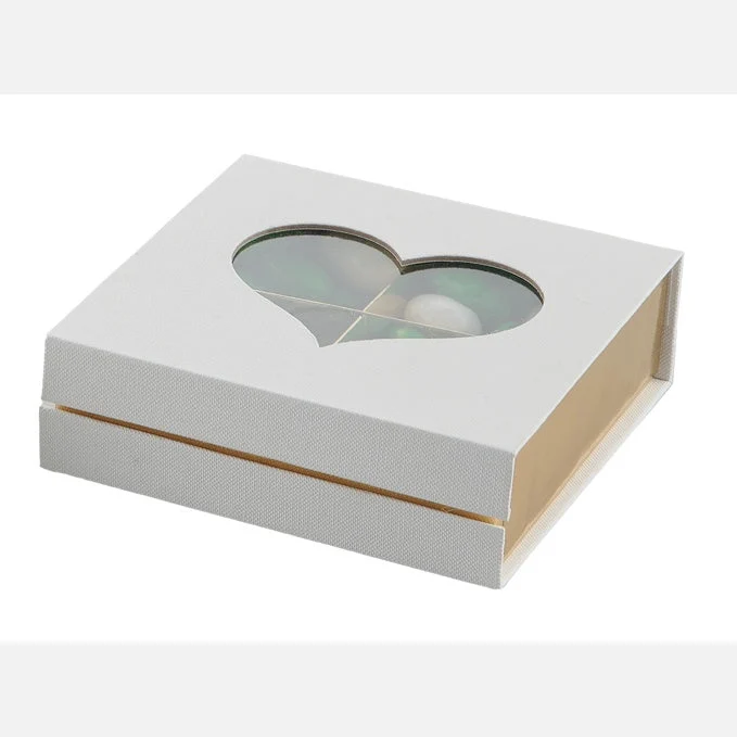 L'Arcolaio Box  Telata Portaconfetti 13 x 13 x 4 Cm Bomboniera Bianco con Cuore 1 Pz