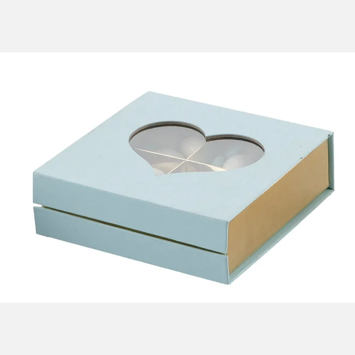 L'Arcolaio Box  Telata Portaconfetti 13 x 13 x 4 Cm Bomboniera Celeste con Cuore 1 Pz
