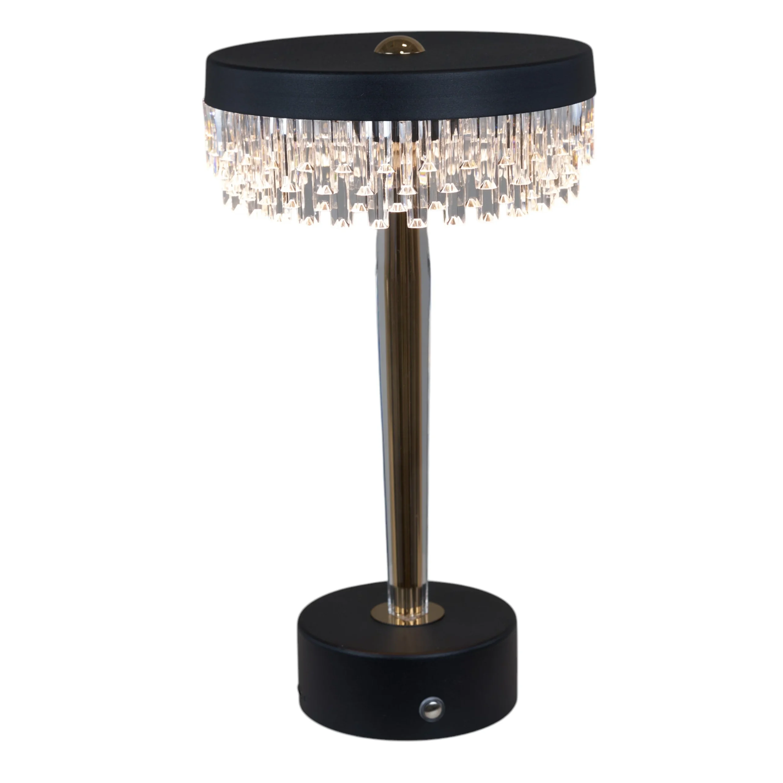 L'Arcolaio Lampada Led Kristal Tonda D 15 Cm H 25,5 Cm Nera