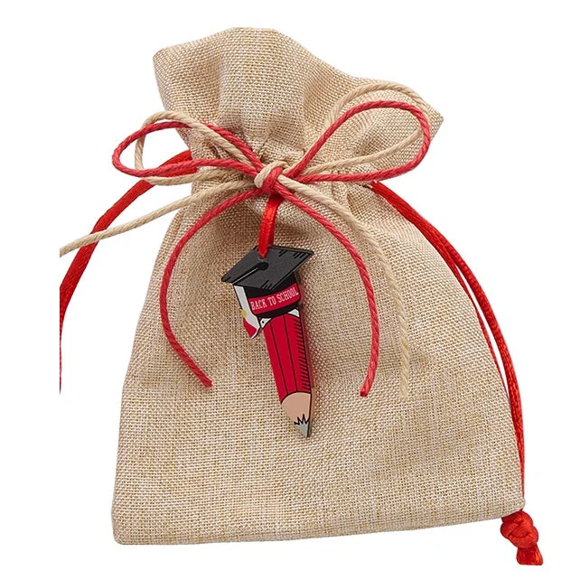 L'Arcolaio Sacchetto Juta 9x12 cm con Matita Laurea – Bomboniera Elegante 12 Pz