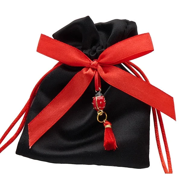 L'Arcolaio Sacchetto LadyBug 9x12 cm Laurea Nero – Bomboniera Elegante 12 Pz