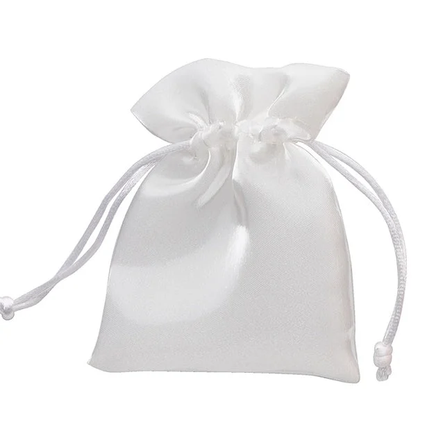 L'Arcolaio Sacchetto Organza Lucido 9x12 cm Portacanfetti Bianco– Bomboniera Elegante 12 Pz