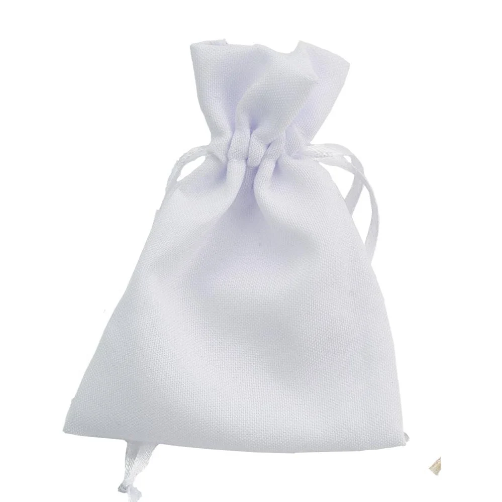L'Arcolaio Sacchetto Tessuto 9x12 cm Portacanfetti Bianco – Bomboniera Elegante 12 Pz