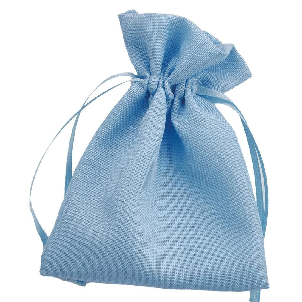 L'Arcolaio Sacchetto Tessuto 9x12 cm Portacanfetti Celeste – Bomboniera Elegante 12 Pz