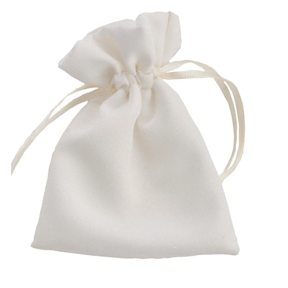 L'Arcolaio Sacchetto Tessuto 9x12 cm Portacanfetti Ecru– Bomboniera Elegante 12 Pz