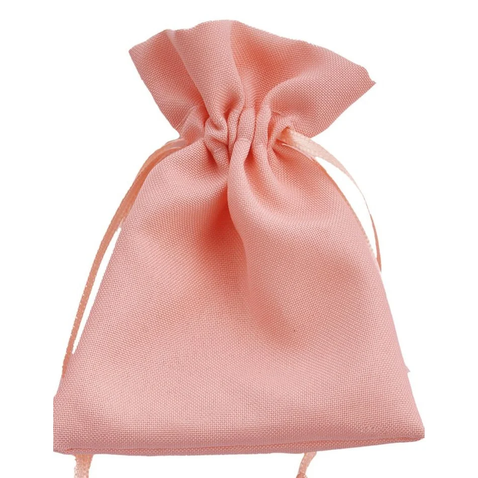 L'Arcolaio Sacchetto Tessuto 9x12 cm Portacanfetti Pesca – Bomboniera Elegante 12 Pz