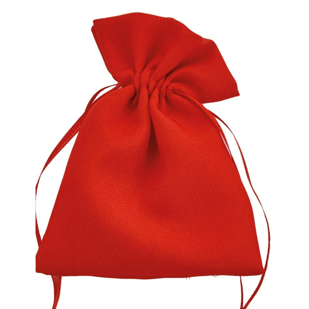 L'Arcolaio Sacchetto Tessuto 9x12 cm Portacanfetti Rosso – Bomboniera Elegante 12 Pz
