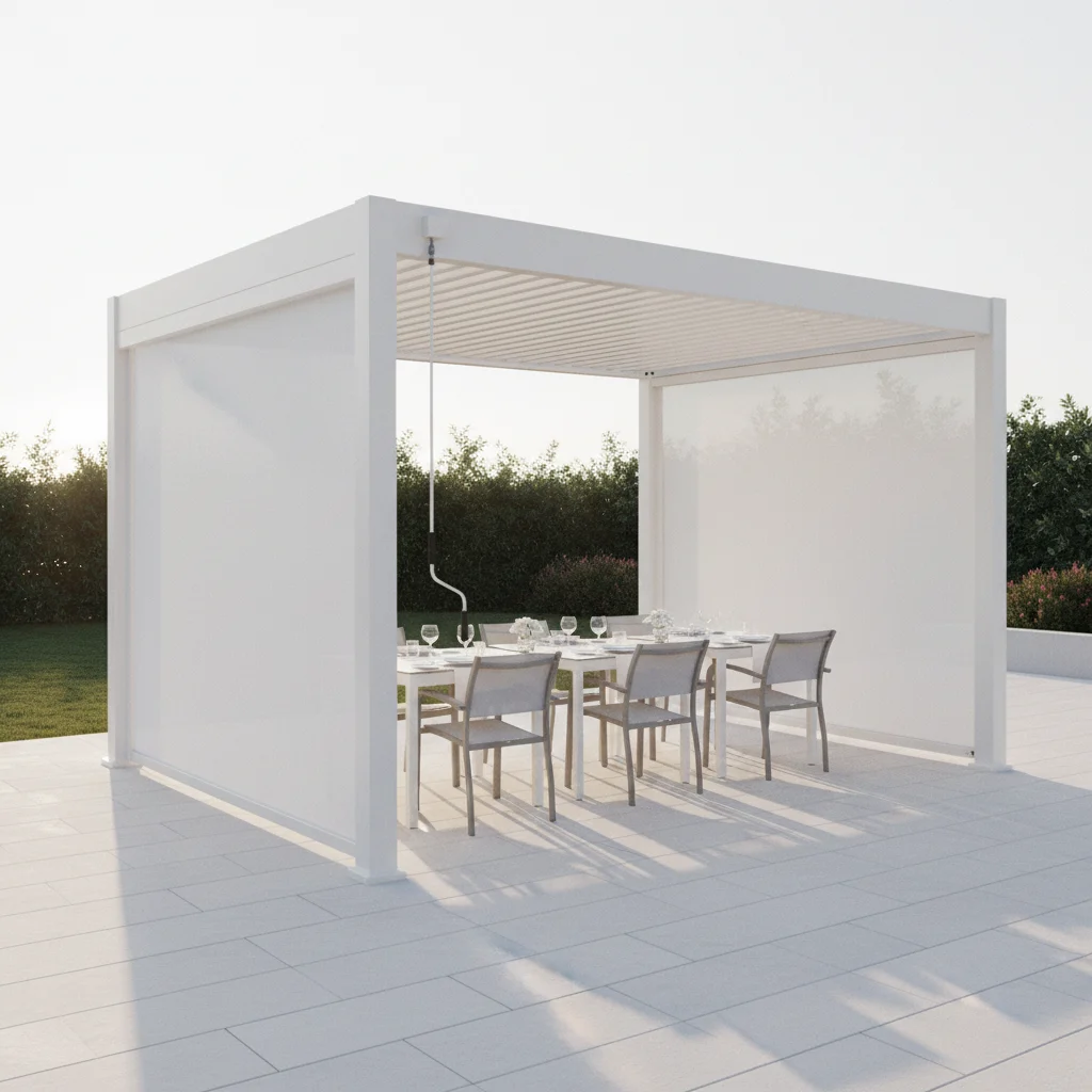 L'Arcolaio Tenda Oscurante Autoavvolgente Pergola Textilene 4m Bianca