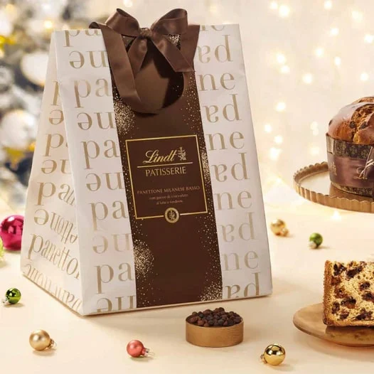 Lindt Shopper Panettone Natale Doppio Cioccolato con Gocce di Cioccolato 1 Kg