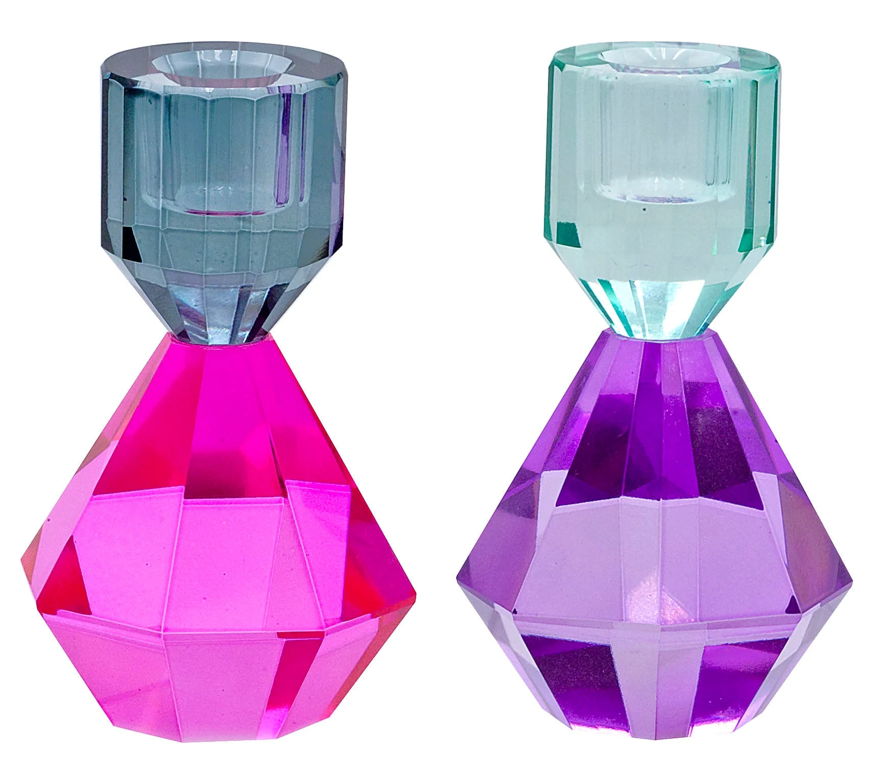 Linea Due Portacandele Cristallo 2 Colori Assortiti 4,2 x 12,6 cm Bomboniera – Eleganti Porta Candele in Cristallo 1 Pz