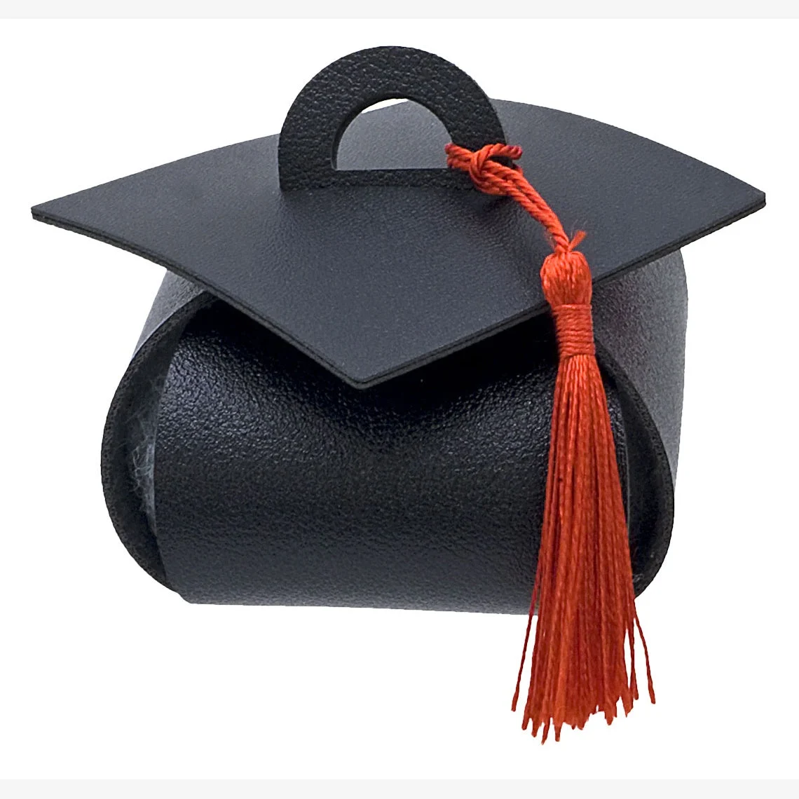 Linea Due Tocco Laurea Similpelle Nero 9x9x6 cm – Cappello Laurea Decorativo per Bomboniere e Confetti Cf 12 Pz