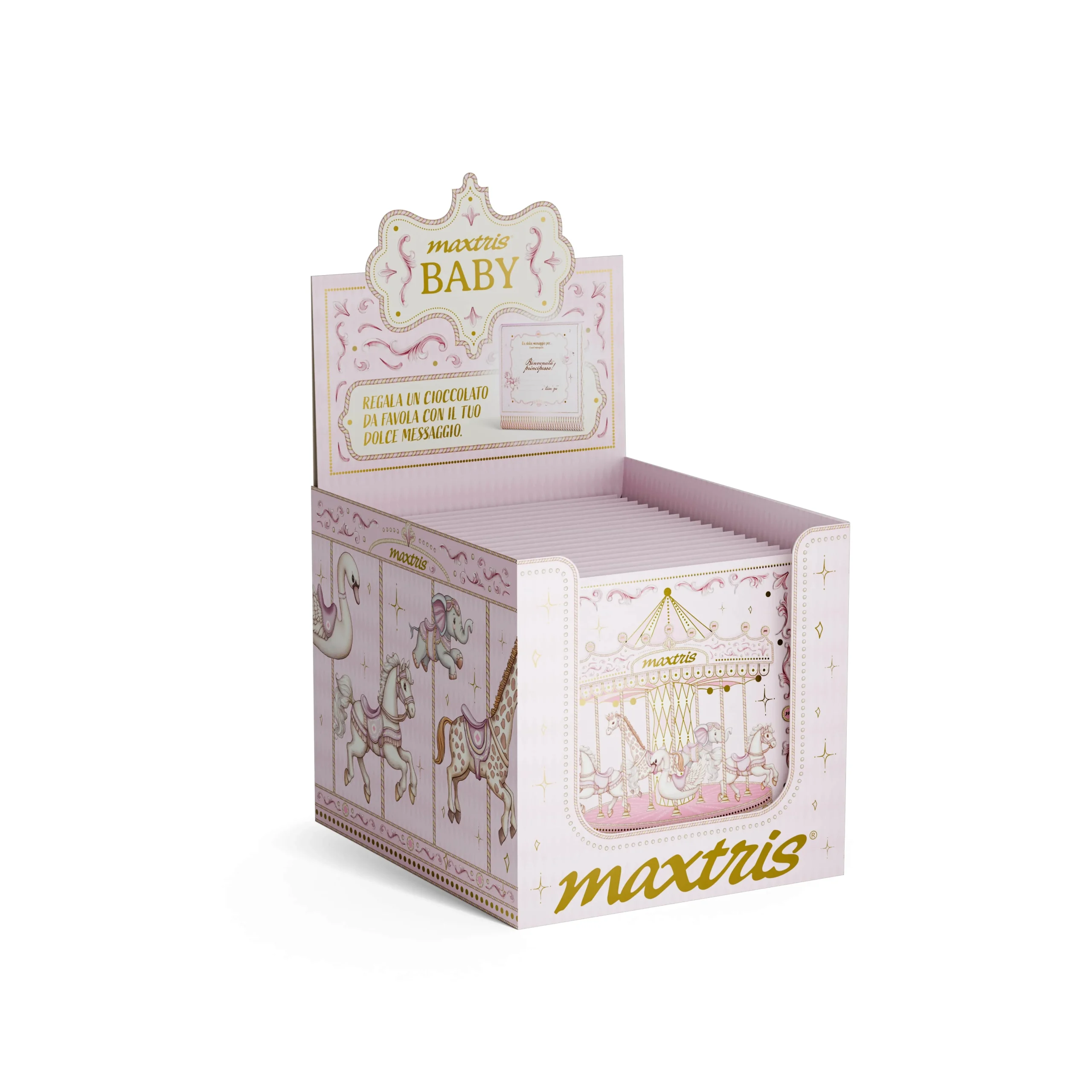 Maxtris Tavoletta di Cioccolato al Latte 70 Gr con Biglietto Rosa