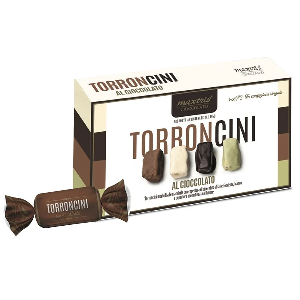 Maxtris Torroncini alle Mandorle Ricoperti di Cioccolato 150 Gr