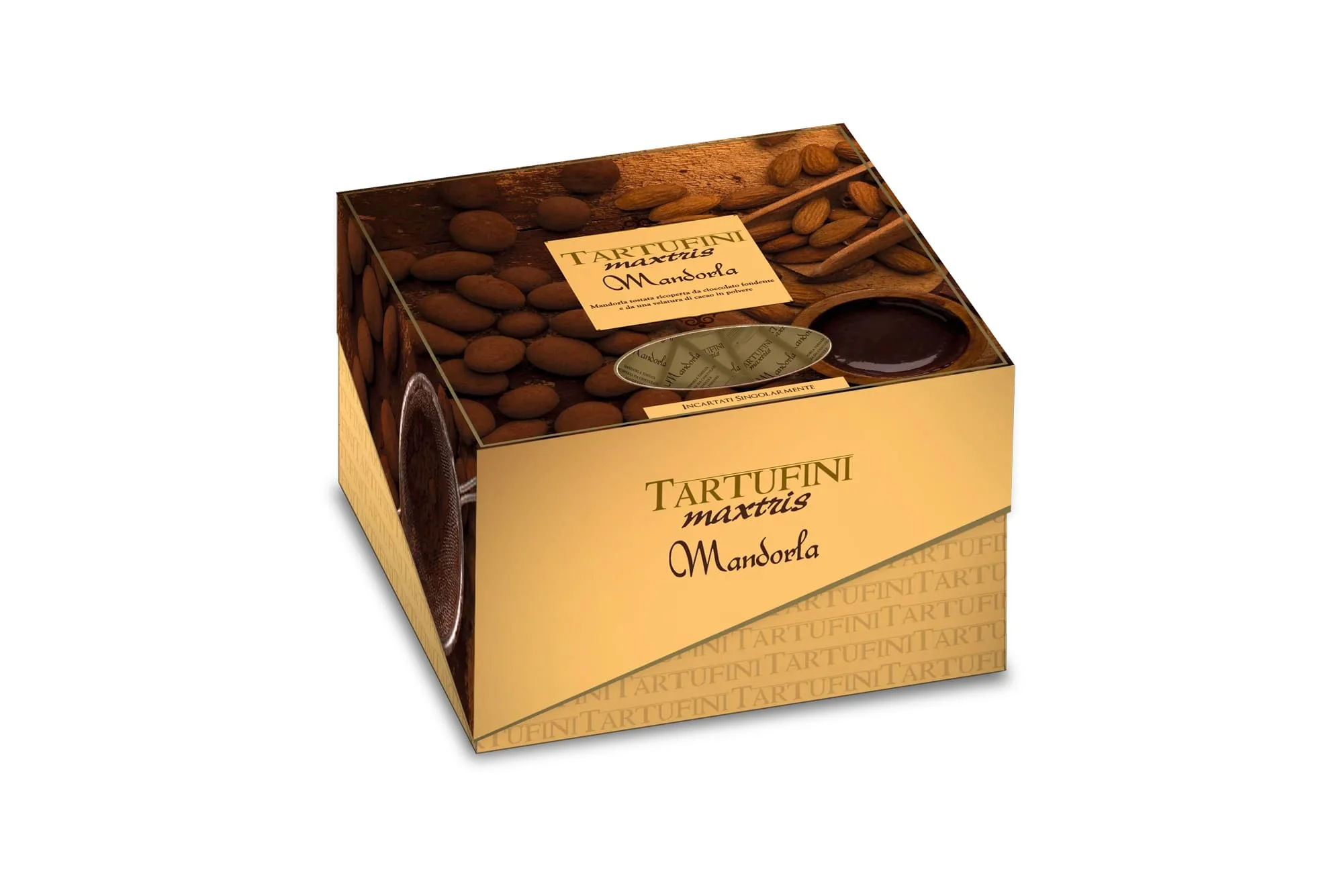 Maxtris Vassoio Tartufini alle Mandorle Ricoperti di Cioccolato Fondente 500 Gr