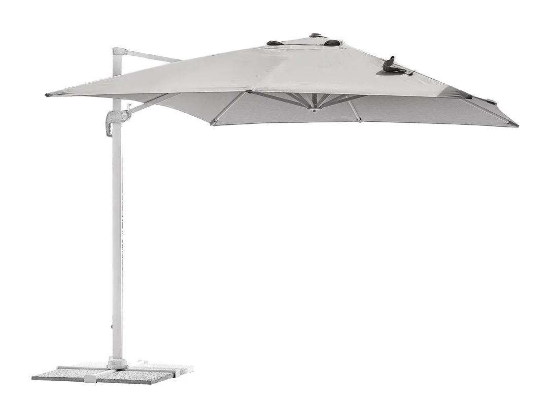 Moia Greenwood Ombrellone California Palo Laterale 3 x 4 Mt Alluminio Grigio Bianco