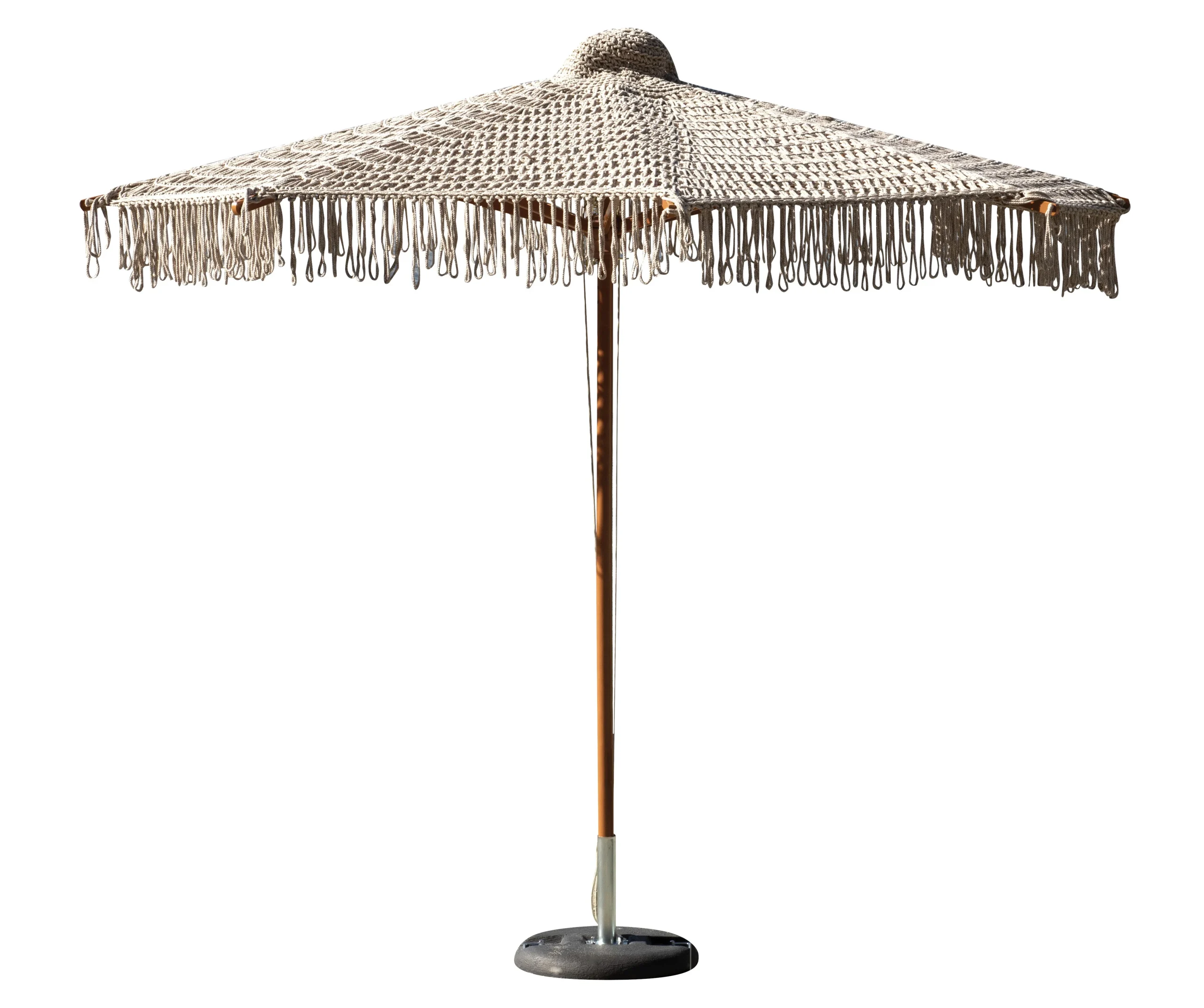 Moia Greenwood Ombrellone Macramé Beige Corda Legno Ø 2,5 m