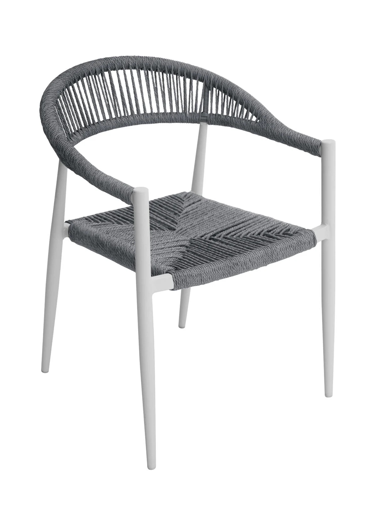 Moia Greenwood Poltrona Milano Alluminio Bianco Corda Paglia Grigia