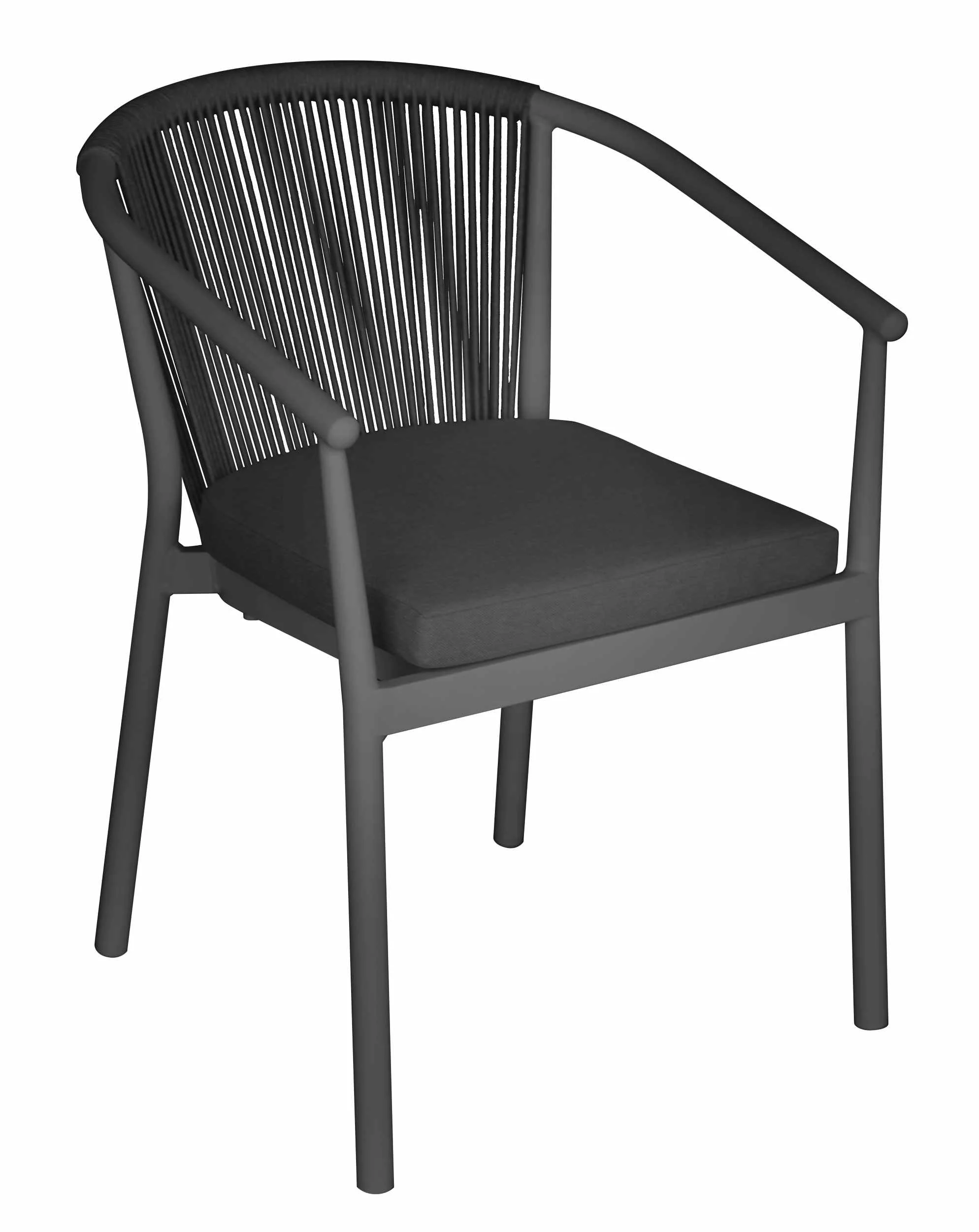 Moia Greenwood Sedia Verona Alluminio Corda Antracite Cuscino