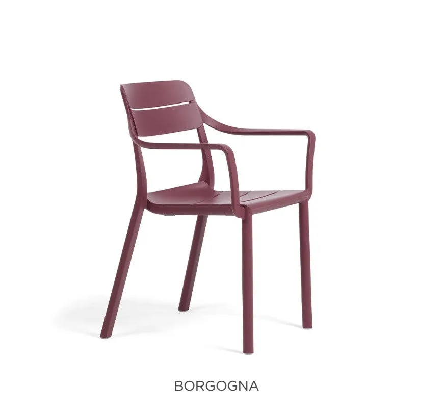 Nardi Sedia Cassia Braccioli Borgogna Polipropilene Impilabile
