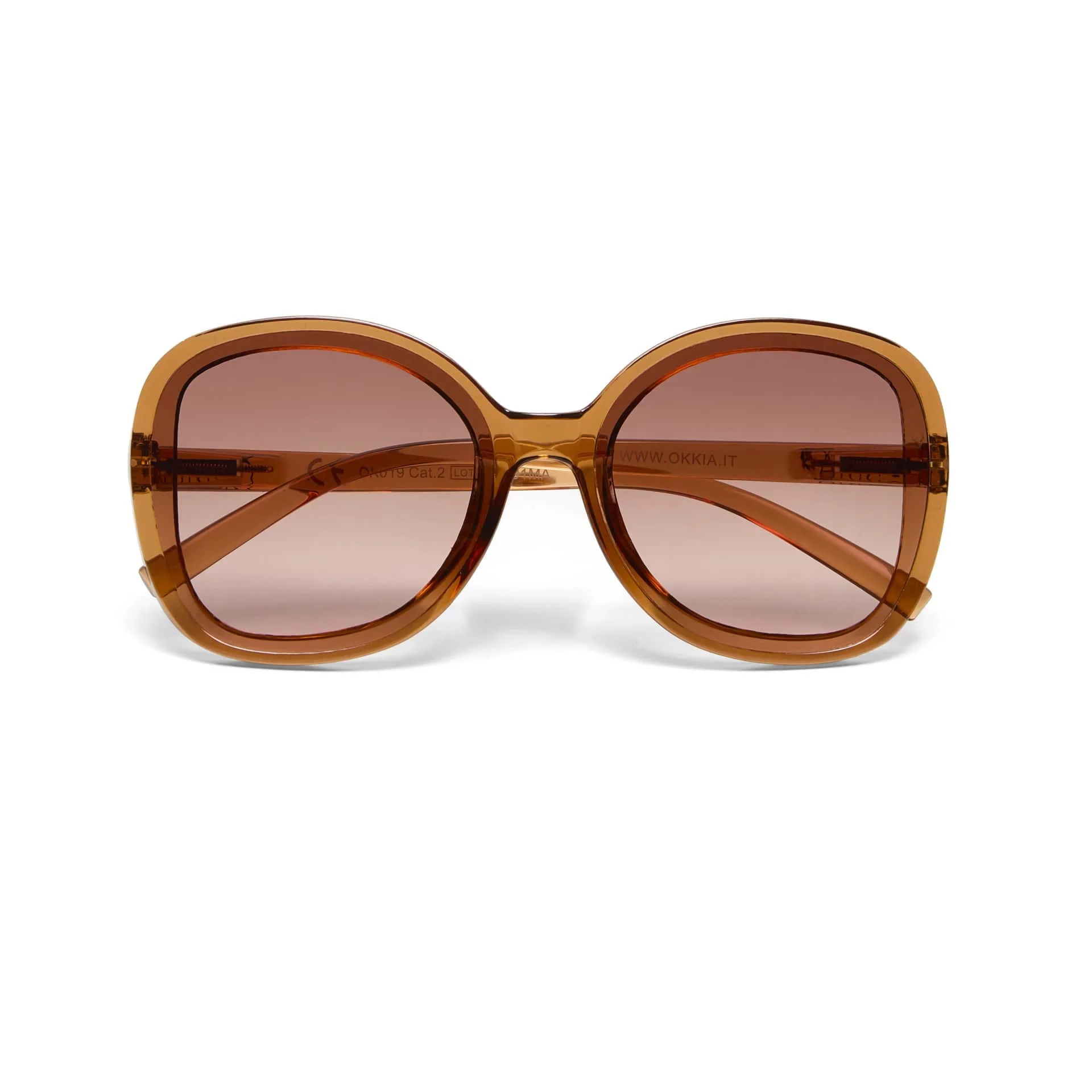 OKKIA Occhiale da Sole Premontato Butterfly Mod. Anna Trasparente Brown