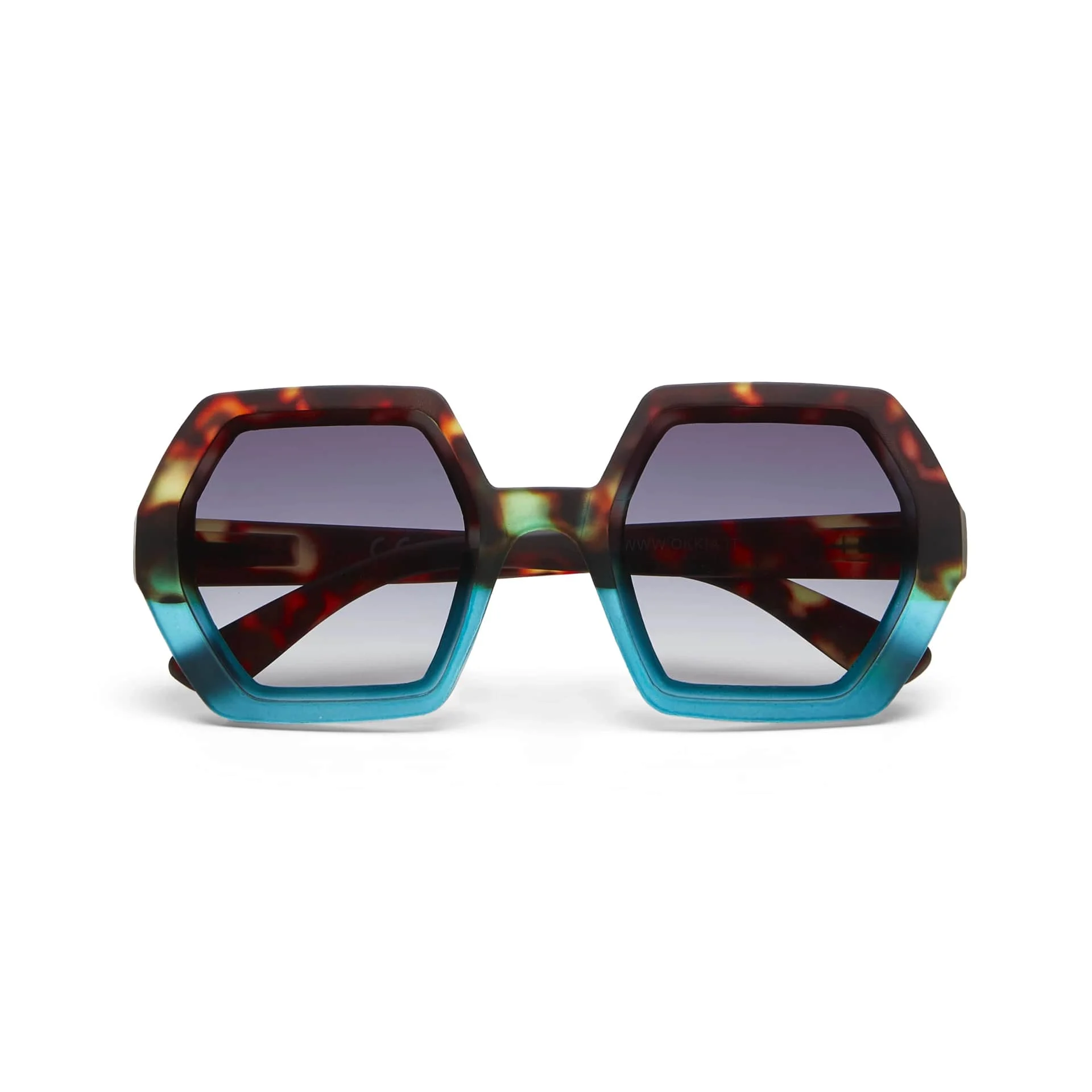 OKKIA Occhiale da Sole Premontato Esagonale Mod. Emma Havana Blue