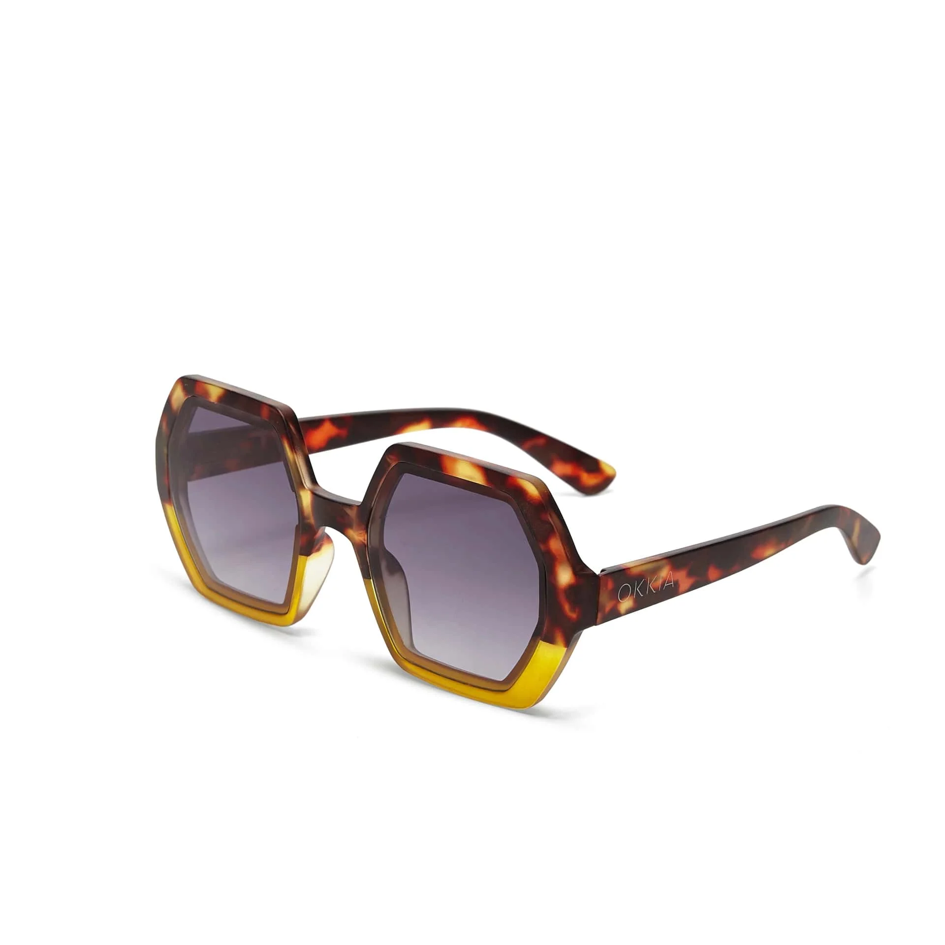 OKKIA Occhiale da Sole Premontato Esagonale Mod. Emma Havana Yellow