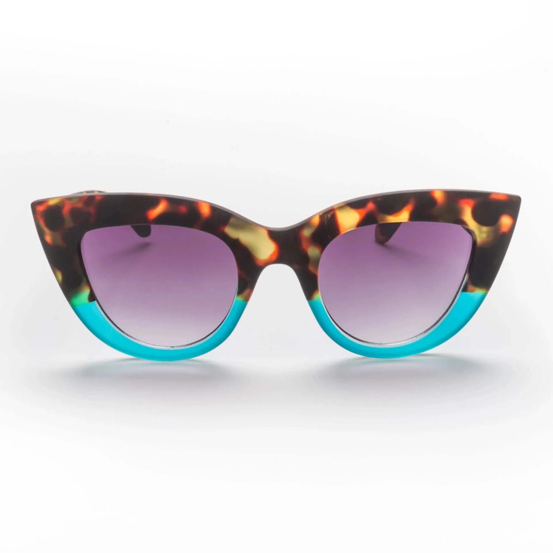 OKKIA Occhiale da Sole Premontato Gatto Big Frame Mod. Claudia Havana Blue