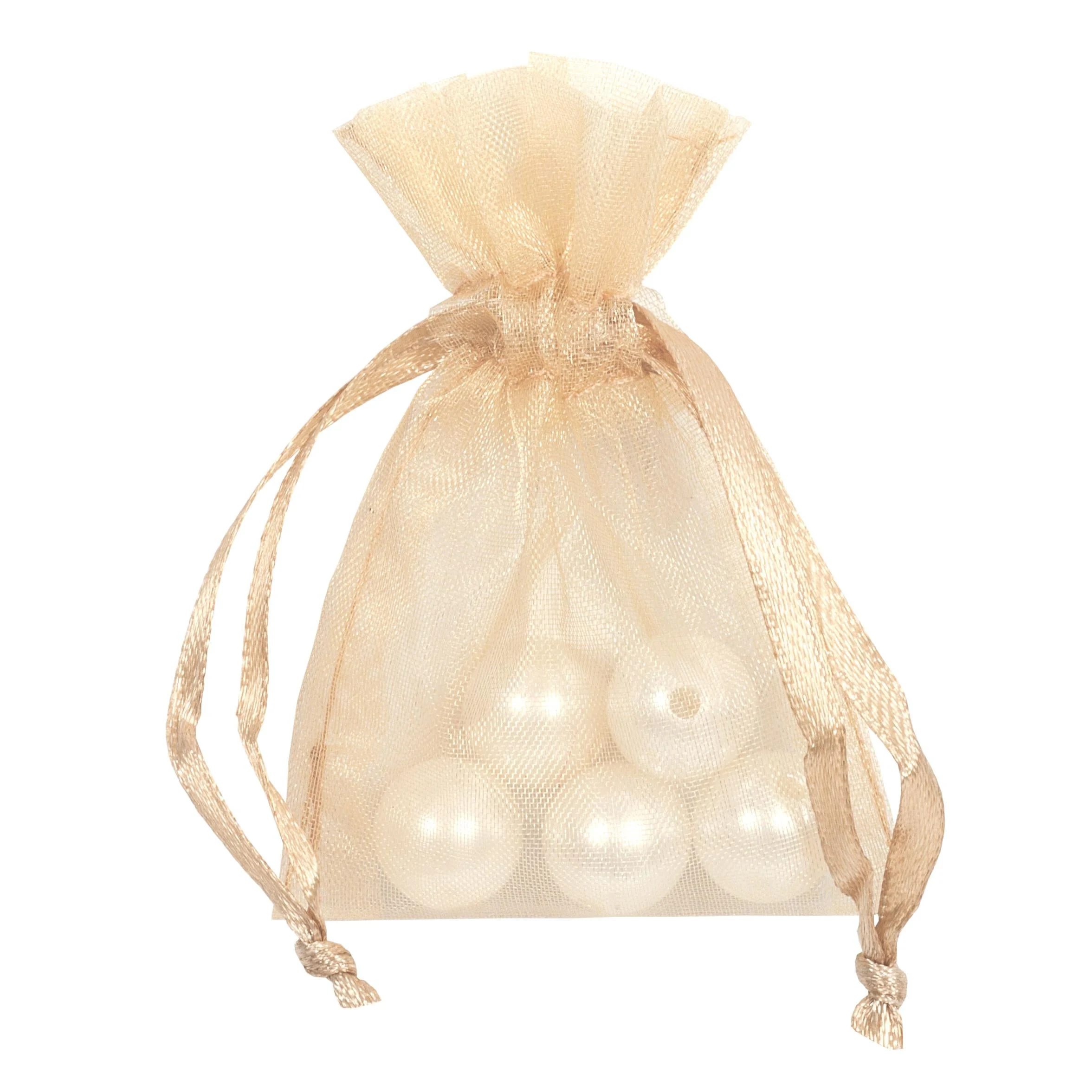 Piovaccari Bustina Organza Portaconfetti con Tirante Raso H 7,5 x 5 Cm Skin 10 Pz