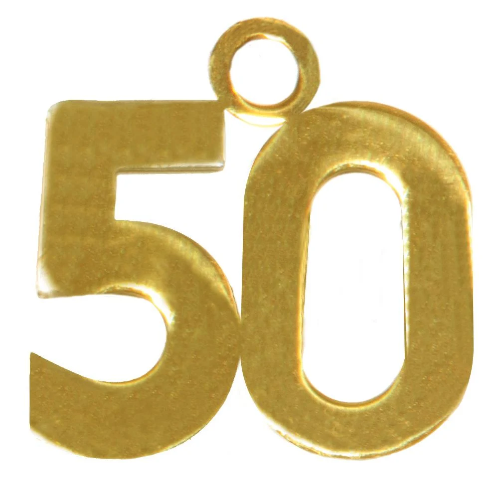 Piovaccari Ciondolo 50 Anni Writting H 2,5 Cm L 3 Cm Cf 6 Pz Oro