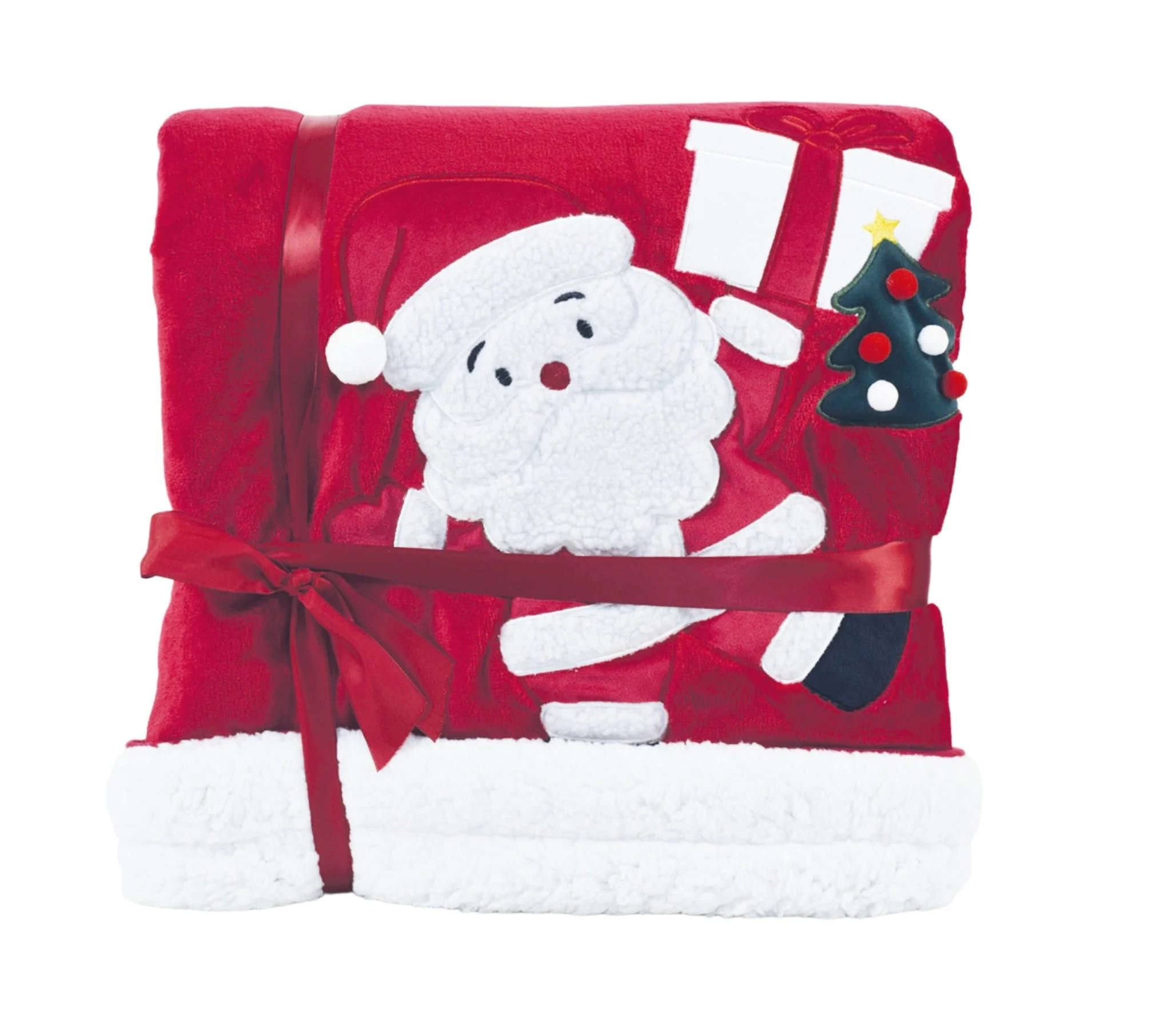 Preziosa Home Coperta Babbo Natale con Ricamo Gigante 210 x 240 Cm Coral