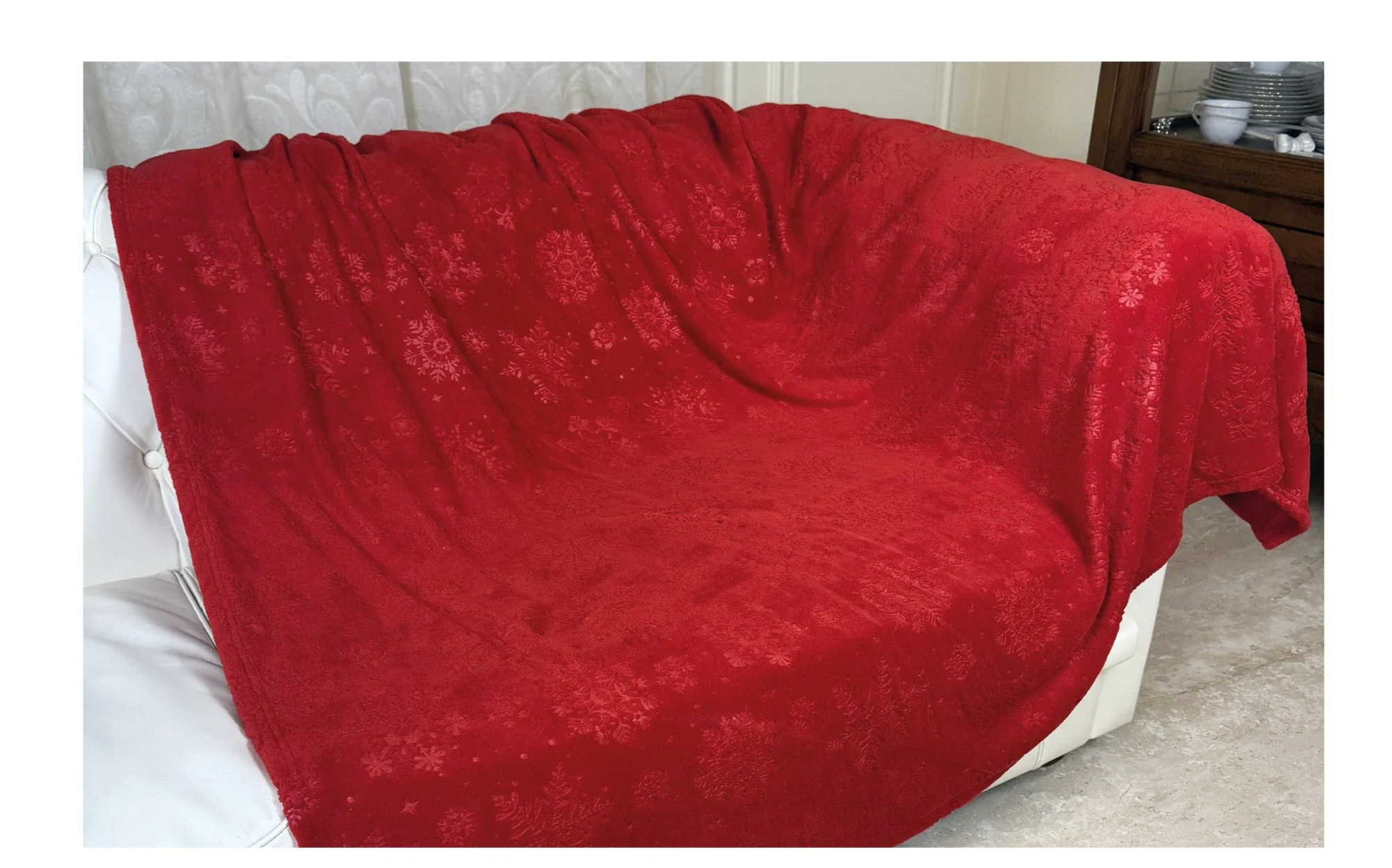 Preziosa Home Plaid Natale in Coral Sommaruga 210 x 240 Cm Poliestere Rosso